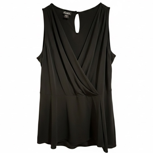 Simply Emma Tops - Simply Emma Plus Size Black Draped V Neckline Sleeveless Blouse 1x. NWT
